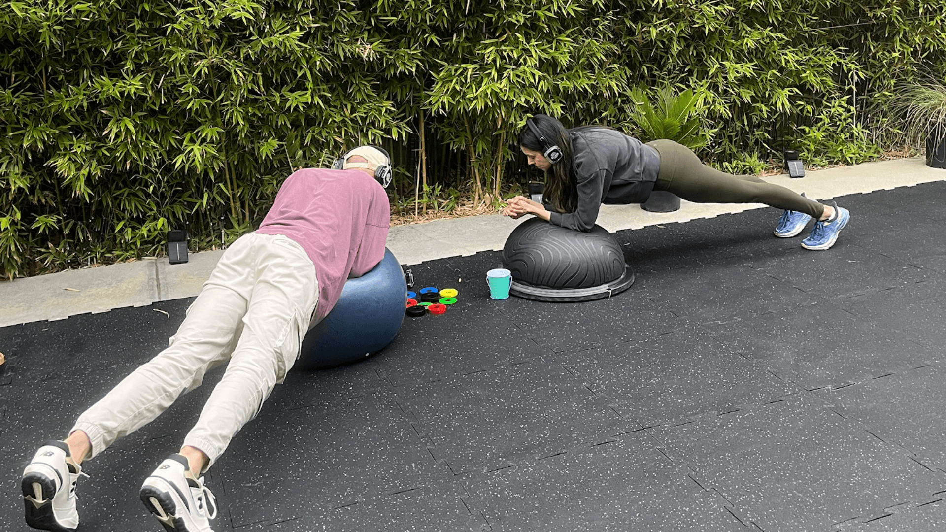 REVO participant balancing during a cognitive fitness drill